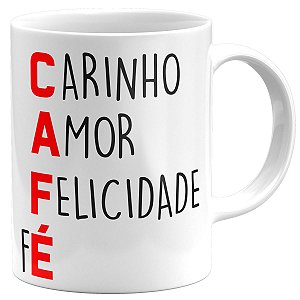 Caneca café carinho amor felicidade fé presente café lover