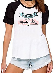 Camisa promovida a madrinha camiseta dinda raglan presente
