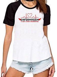 Camiseta enfermagem a vida como prioridade curso faculdade