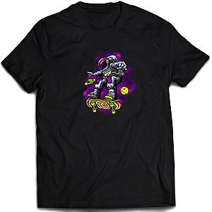 Camiseta astronauta skatista camisa espaço skate sk8 espaço