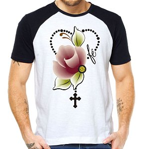 Camiseta fé terco evangelico catolico igreja flores camisa