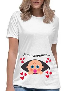 Camiseta feminina estou chegando gesntate blusa mamãe bebê