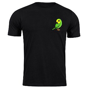 Camiseta algodão passarinho de bolso camisa pássaro blusa