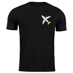 Camiseta algodão avião de bolso camisa divertida presente
