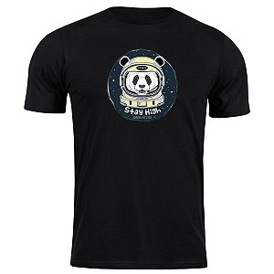 Camiseta algodão panda astronauta stay high blusa camisa