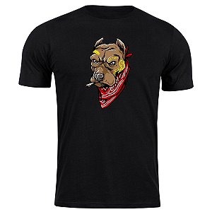 Camiseta algodão cachorro gangsta swag gang moda de rua