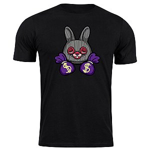 Camiseta algodão coelho gangsta moda rua swag thug blusa
