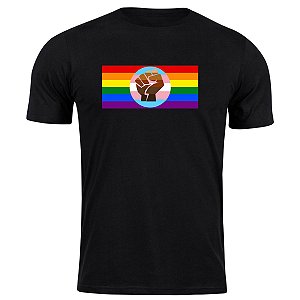 Camiseta algodão lgbtqia+ power camisa força orgulho gay
