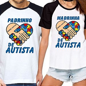 Kit com 2 camisetas padrinho e madrinha de autista blusa