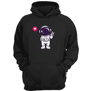 Casaco moletom astrounauta paz e amor love espaço galaxia