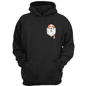 Casaco moletom canguru cachorrinho bolso corgi dog cachorro