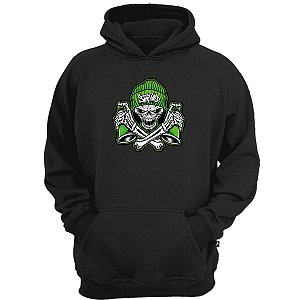 Casaco moletom com bolso caveira grafiteira skull pixador
