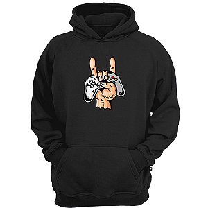 Casaco moletom com capuz gamer video game jogador rockeiro