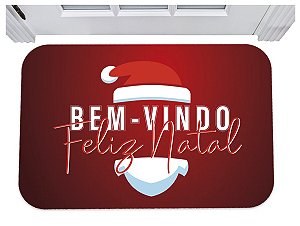 Capacho bem vindo feliz natal papai noel tapete 40x60