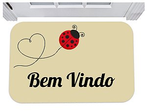 Capacho bem vindo joaninha tapete para porta 40x60