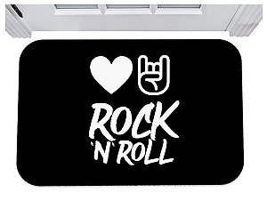 Capacho para porta rock and roll coração love tapete 40x60