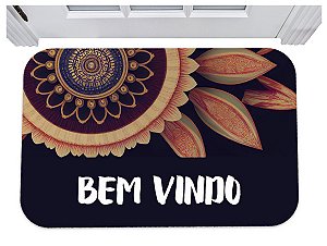 Capacho bem vindo mandala tapete para porta 40x60