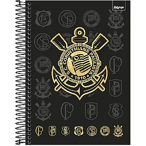 Caderno Universitário Capa Dura 10 matérias 160 Folhas Corinthians