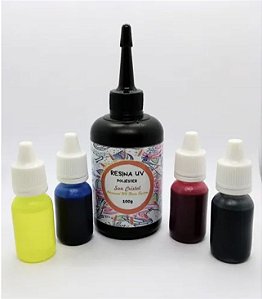 Kit Resina Suncristal 100g + 7 Corantes - Faça Lindas Peças em Minutos
