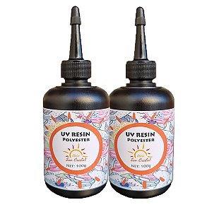 2 Resinas UV Poliéster 100g cada - Faça Lindas Peças em Minutos