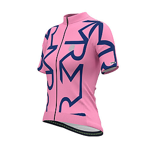 CAMISA MAURO RIBEIRO FEMININA IDENTITÉ MANGA CURTA  | ROSA COM AZUL