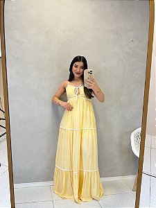 Vestido Longo Bicolor Viscolinho