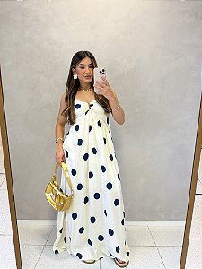 Vestido Longo Fivela Poá