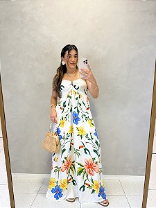 Vestido Longo Fivela Floral