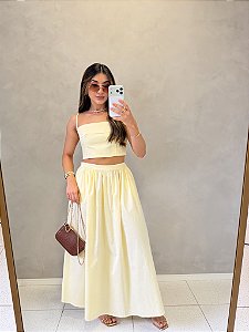 Conjunto Saia Midi + Top Tricoline