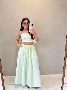 Conjunto Saia Midi + Top Tricoline