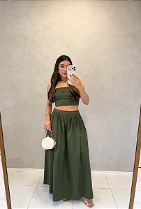 Conjunto Saia Midi + Top Tricoline