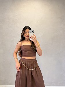 Conjunto Saia Midi + Top Tricoline