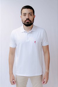 POLO PIMA - BRANCA C/ BORDADO VERMELHO