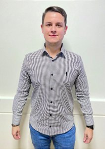 CAMISA SOCIAL SLIM FIT - XADREZ PRETO