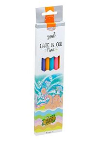 Lápis de Cor Pastel com 6 Cores - BRW