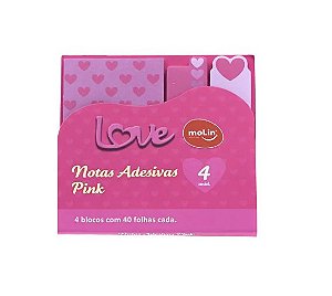 Bloco de Notas Adesivas Love Pink - Molin