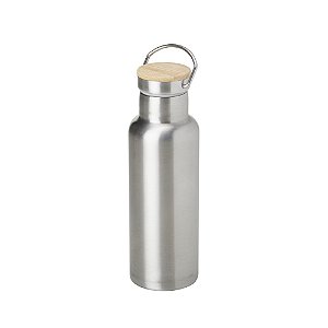 GARRAFA TÉRMICA COM TAMPA DE BAMBU - 500 ML