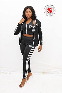 CONJUNTO TOP E CALÇA + JAQUETA COM CAPUZ VAI-VAI
