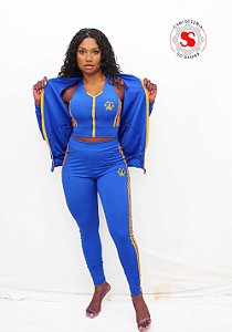 CONJUNTO TOP E CALÇA + JAQUETA COM CAPUZ TUIUTI