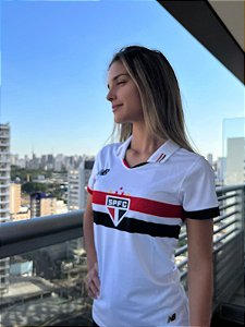 Camisa São Paulo I 24/25 s/n° Torcedor New Balance Feminina - Branco+Vermelho