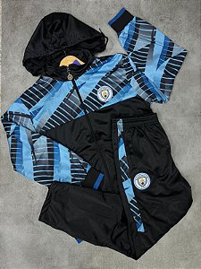 Agasalho Manchester City Preto e Azul 24/25 Lançamento