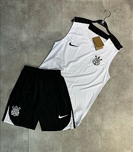 Conjunto Regata+Shorts Corinthians Jogador Branco 25/26