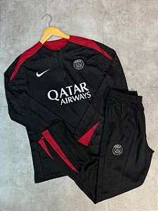 Conjunto PSG Treino Preta/Vinho jogador