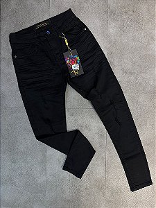CALÇA CITY DENIM PRETA RASGO