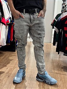 CALÇA CITY DENIM CINZA RESPINGOS