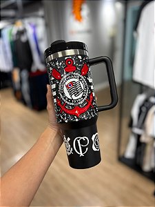 COPO TERMICO CORINTHIANS PRETO ESCUDO CANUDO