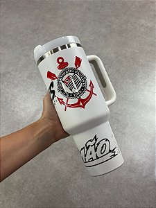 COPO TERMICO CORINTHIANS BRANCO TIMÃO CANUDO