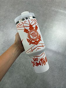 COPO TERMICO CORINTHIANS BRANCO/LARANJA