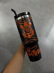 COPO TERMICO CORINTHIANS PRETO/LARANJA