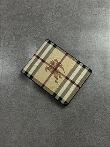 Carteira Burberry bege Canvas Xadrez